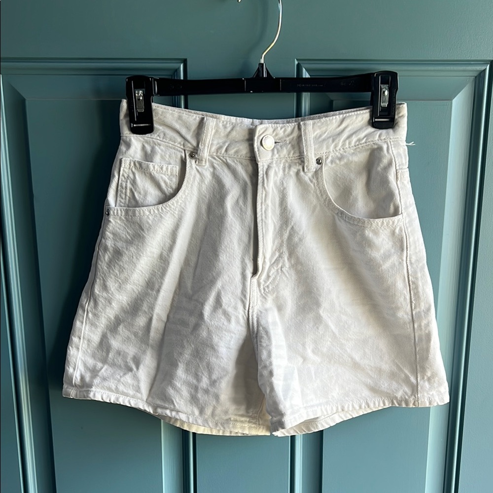 Bershka White Jean Shorts Classic Clean-Cut Design